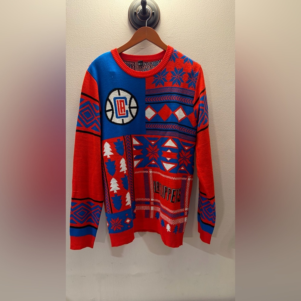 Men's Los Angeles Clippers Patches Ugly Sweater, Red Size‎ L